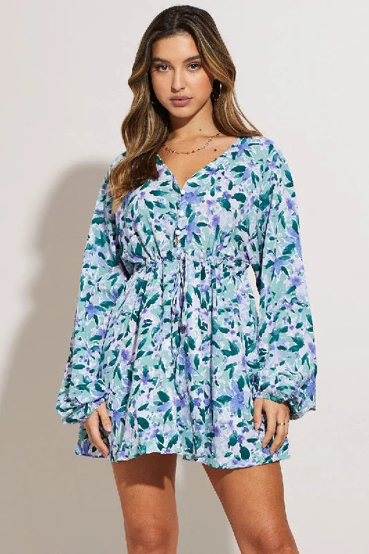 Chic, modern fashion for empowered women   Print Mini Dress Long Sleeve