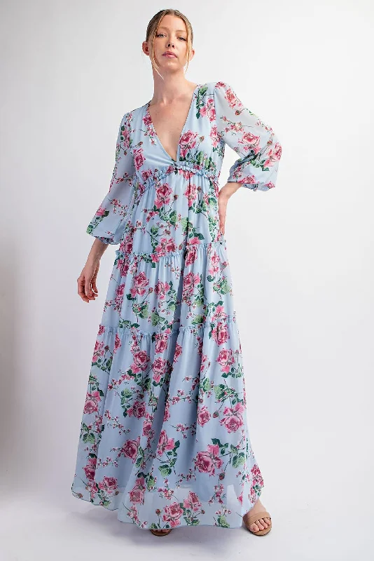 Create a timeless wardrobe with fashionable pieces   Floral Chiffon Ruffle Tiered Maxi Dress