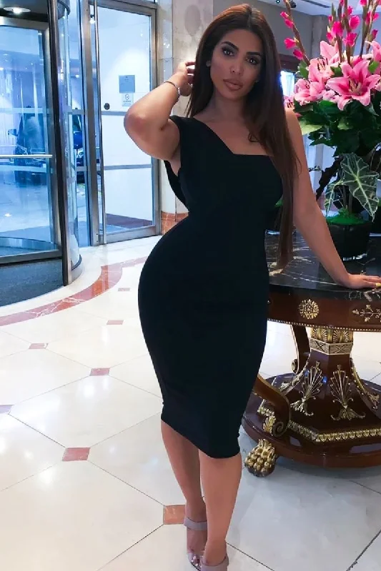 The ultimate guide to stylish women’s fashion Black One Shouldered Wrap Front Midi Dress - Kirtsy The ultimate guide to stylish women’s fashion Black One Shouldered Wrap Front Midi Dress - Kirtsy