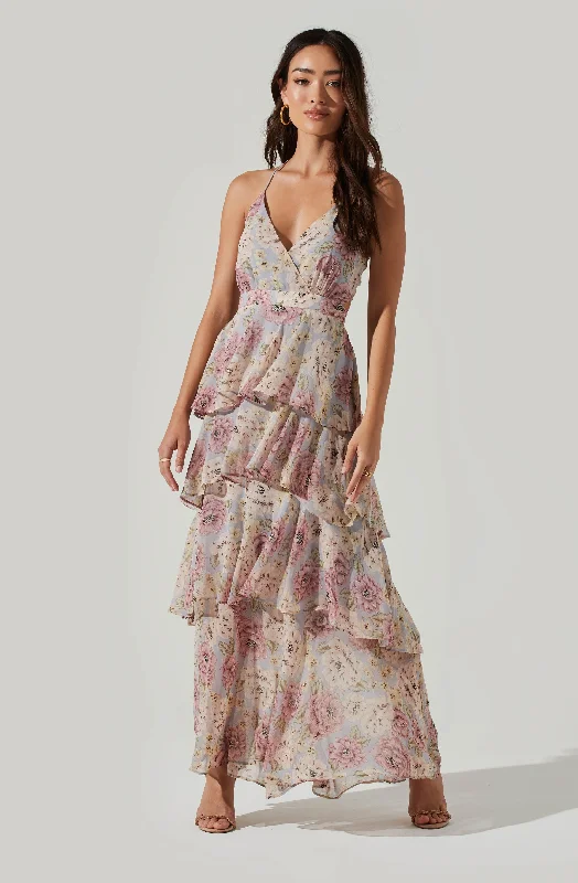 Rosana Floral Tiered Ruffle Maxi Dress