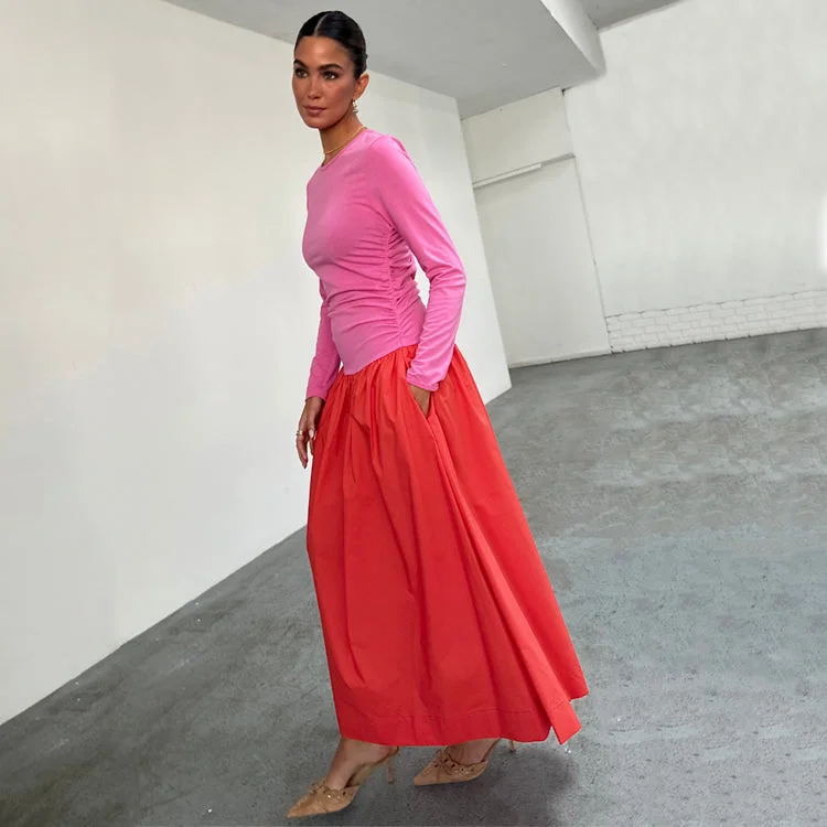 Women’s fashion that reflects your personality   Red and Pink Long Sleeve Lola Dress