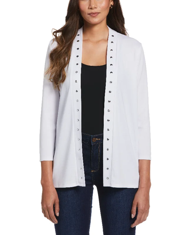 Petite Cardigan Sweater with Hardware Trim