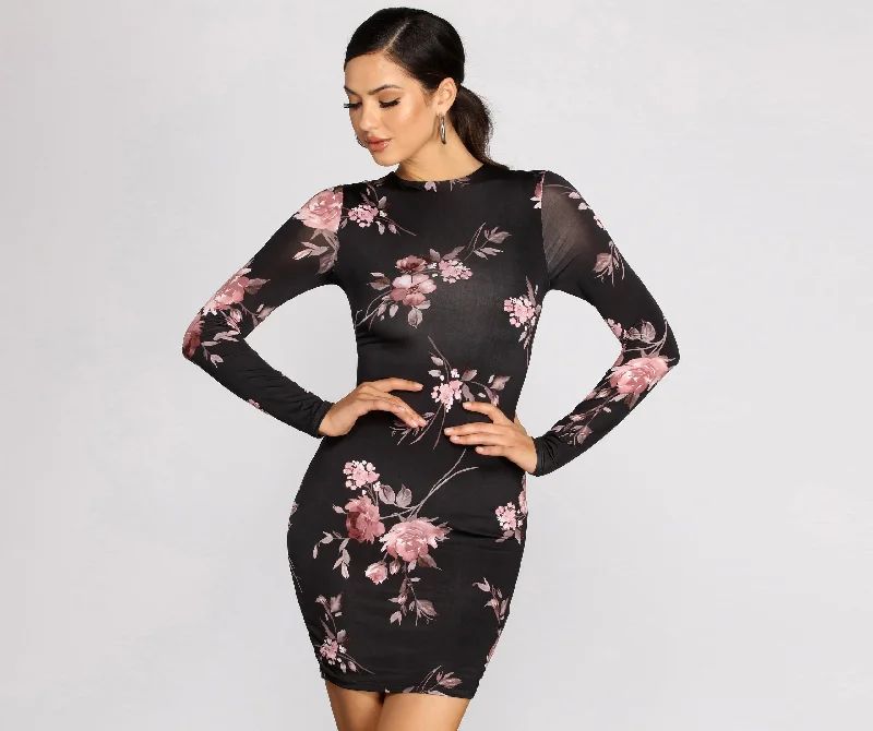 Bold fashion choices for the confident woman   Floral Doll Long Sleeve Mini Dress