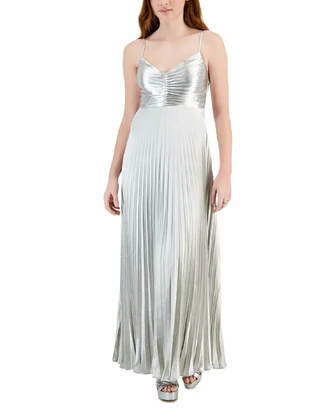 Fashionable women’s clothing that makes you shine   Rose Pleated Dress In Pewter