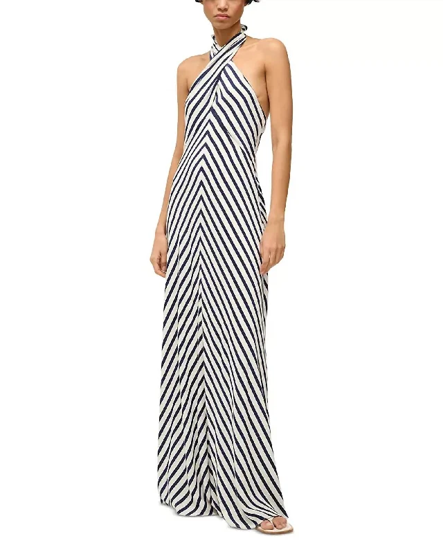 Fashionable clothing that fits every occasion   Julie Striped Dress In White/navy