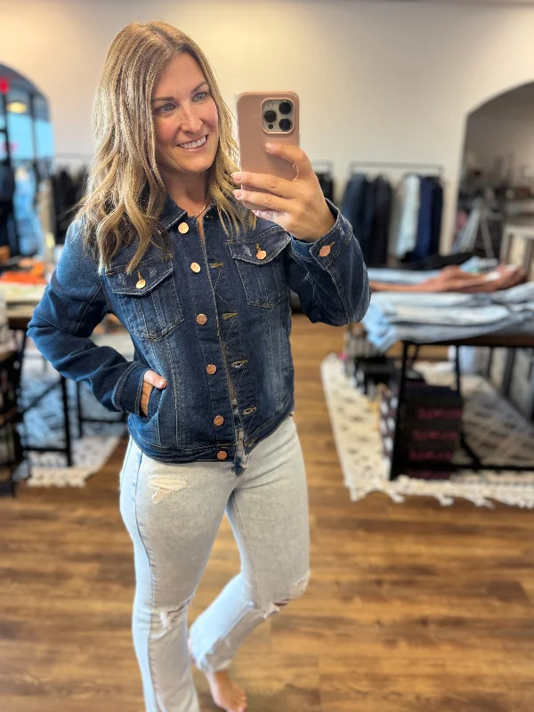 High-quality women’s wear for everyday elegance   Risen - Classic Dark Wash Denim Jacket