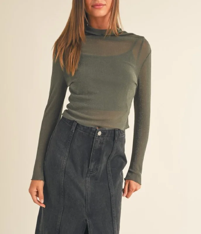 Affordable fashion that looks high-end   Jemma Mesh With Sparkle Long Sleeve Top