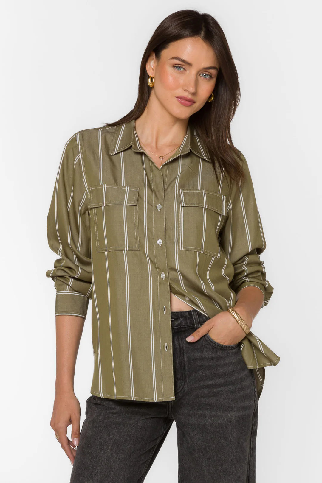 Talma Pesto Green Stripe Shirt