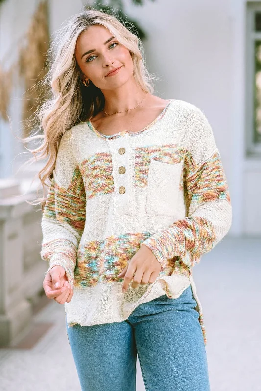 Chic dropped shoulder sweater with pockets