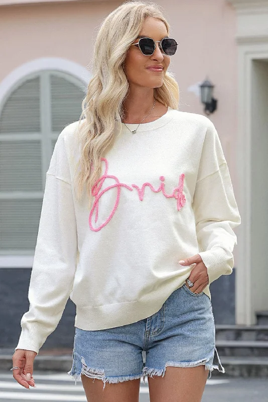 Cozy knit sweater with letters