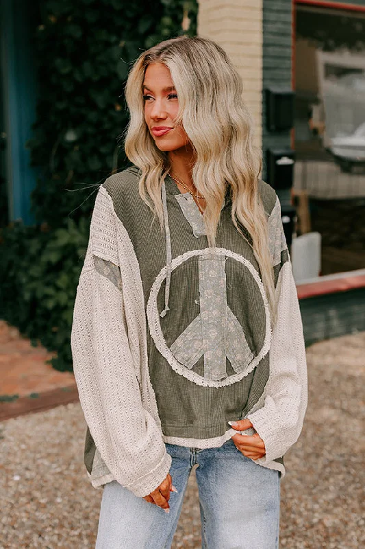 Peaceful Moment Knit Hoodie in Olive