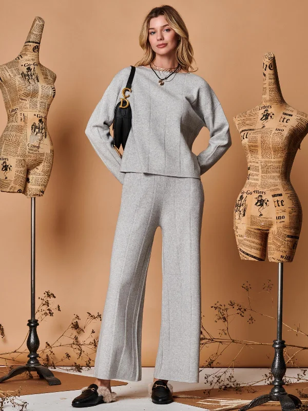 Uncover unique pieces for your perfect wardrobe Round Neck Vertical Line Knit Top, Dove Heather Uncover unique pieces for your perfect wardrobe Round Neck Vertical Line Knit Top, Dove Heather