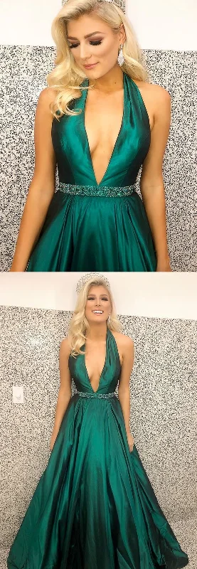 Women’s clothing to inspire confidence and beauty   Sexy Deep V Neck Emerald Green Long Pegeant Dress, Gorgeous Prom Dress   cg15366